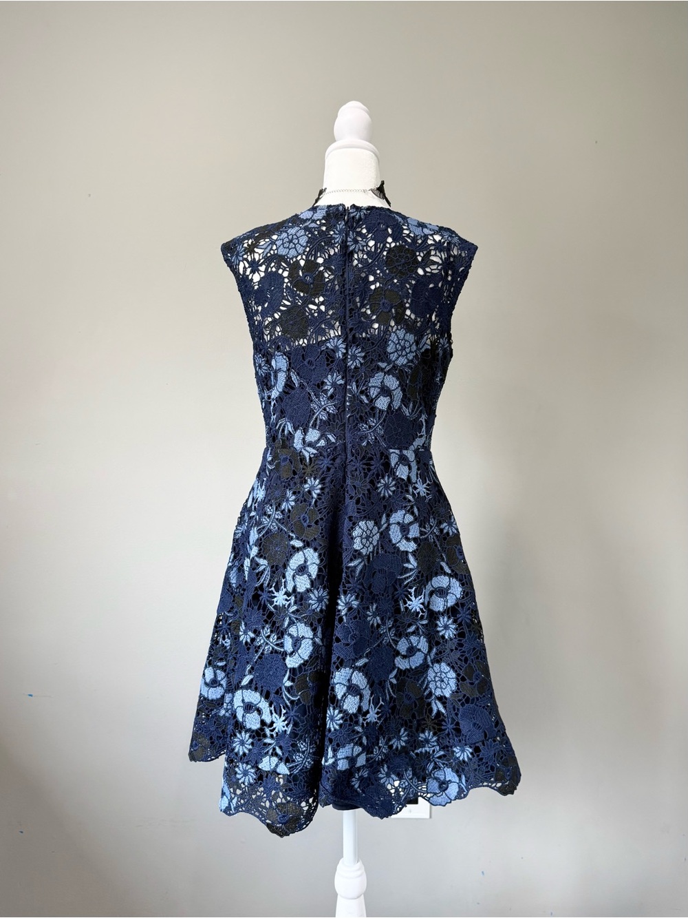 Anthropologie Shoshanna Blue Garden Lace Floral Sleeveless Dress - Picture 5 of 8